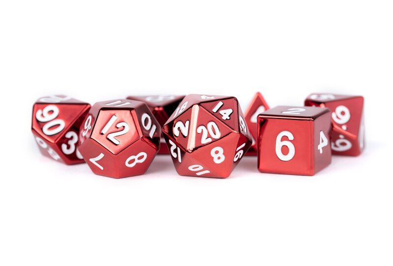 Metal Dice Set Red 16mm (7 st) – Metallic Dice Games