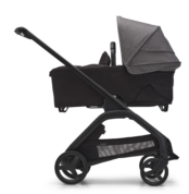 Bugaboo Bassinet and Seat Stroller black chassis midnight black fabrics grey melange sun canopy x PV006655 04