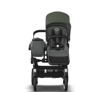 Bugaboo Donkey 5 Mono stroller graphite chassis grey melange fabrics forest green sun canopy x PV004630 04