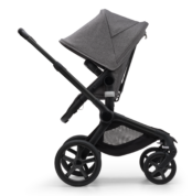 Bugaboo Fox 5 bassinet seat stroller black chassis grey melange fabrics grey melange sun canopy x PV006313 04