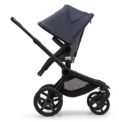 Bugaboo Fox 5 bassinet seat stroller black chassis grey melange fabrics stormy blue sun canopy x PV006266 04