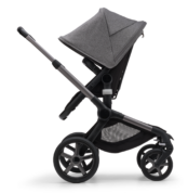 Bugaboo Fox 5 bassinet seat stroller graphite chassis midnight black fabrics grey melange sun canopy x PV006139 04
